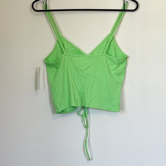 NWT Abound by Nordstrom Neon Lime Green Drawstring Cinched V-Neck Tank - Picture 6 of 6